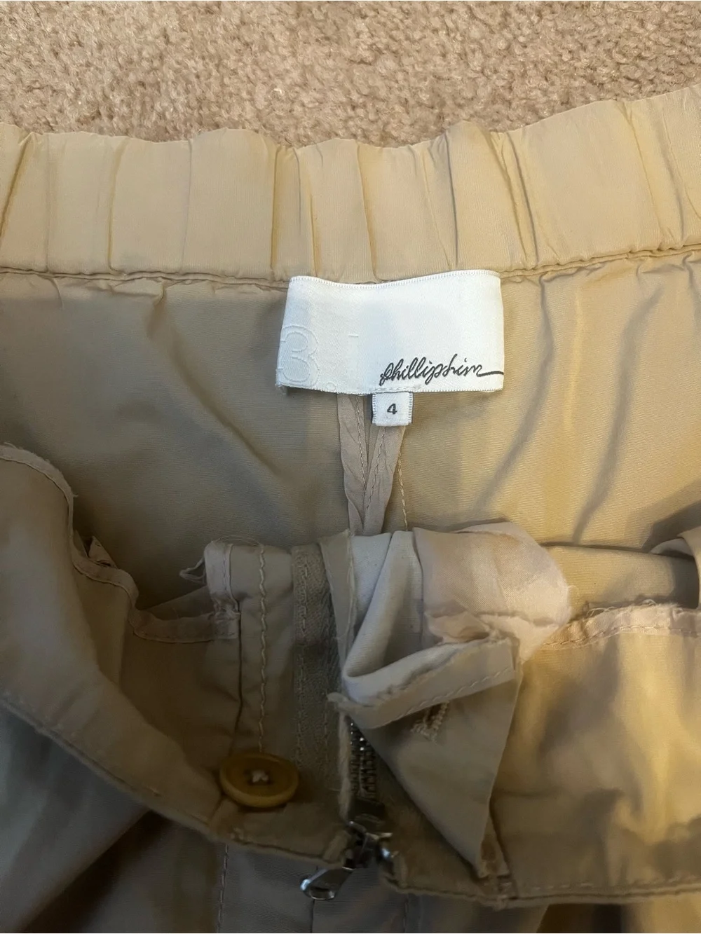 3.1 Philip Lim Cuffed Taupe Colored Zipper Front Shorts Size 4